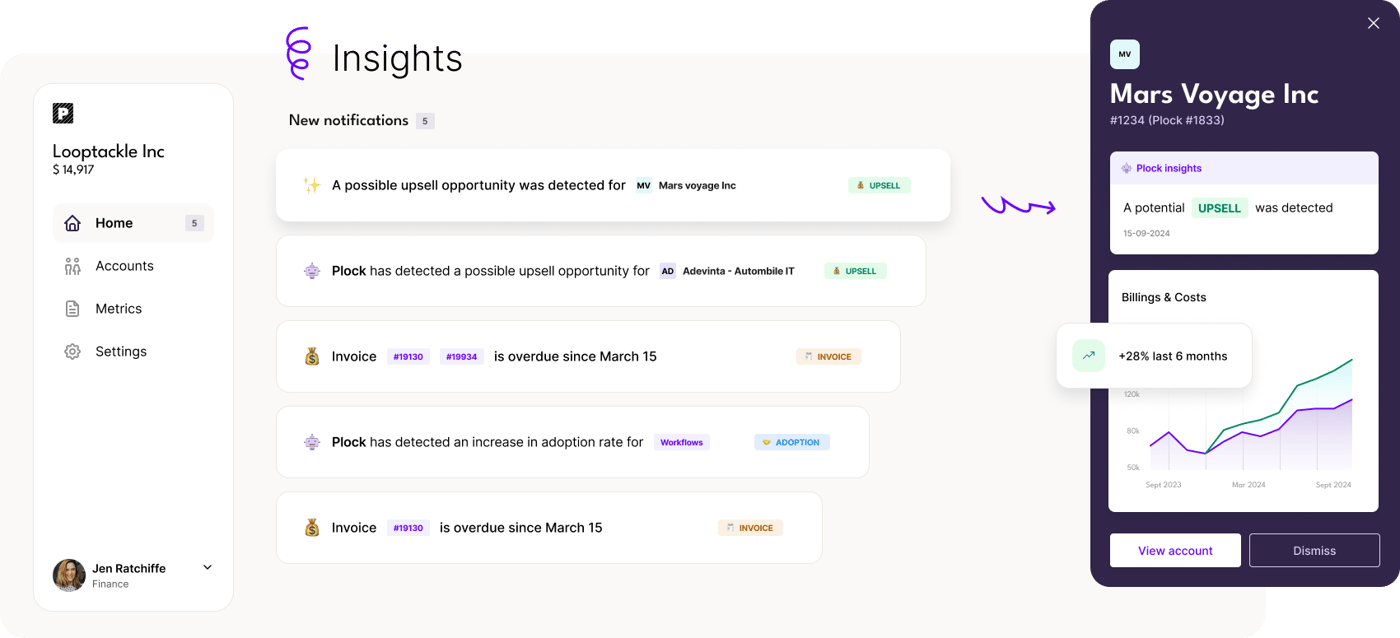 Plock customer expansion dashboard